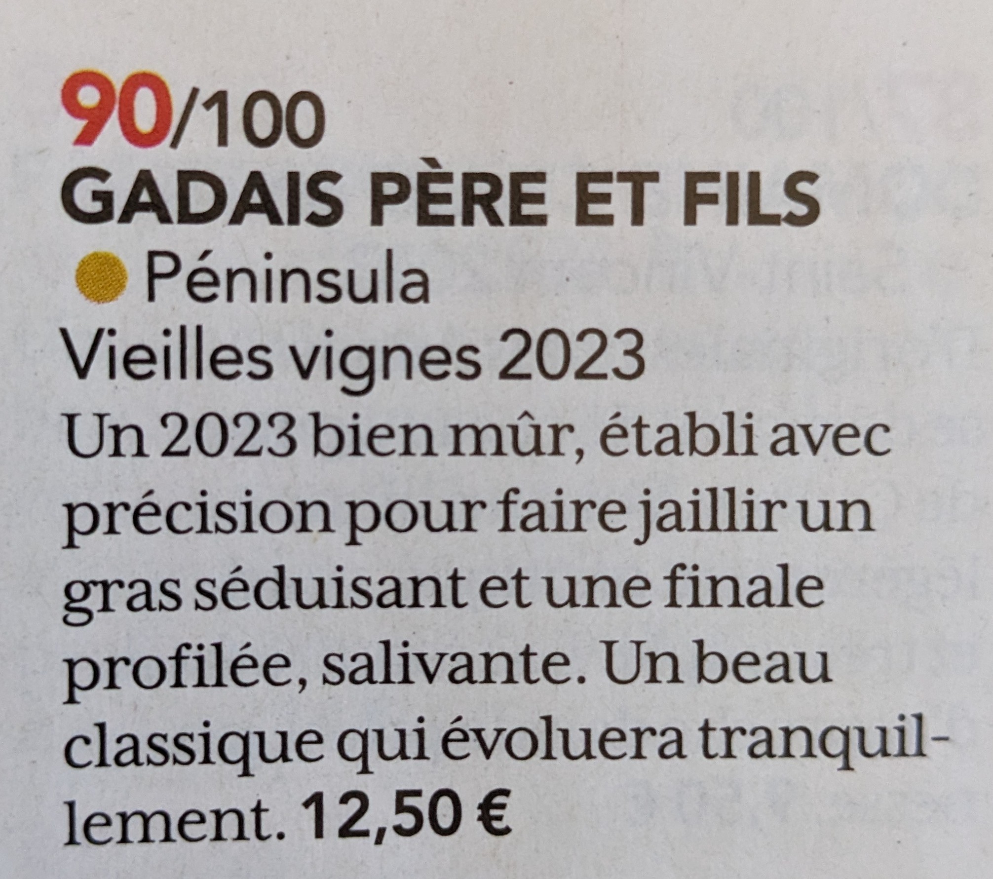 La Revue du Vin de France, Domaine Gadais Père &amp; Fils
